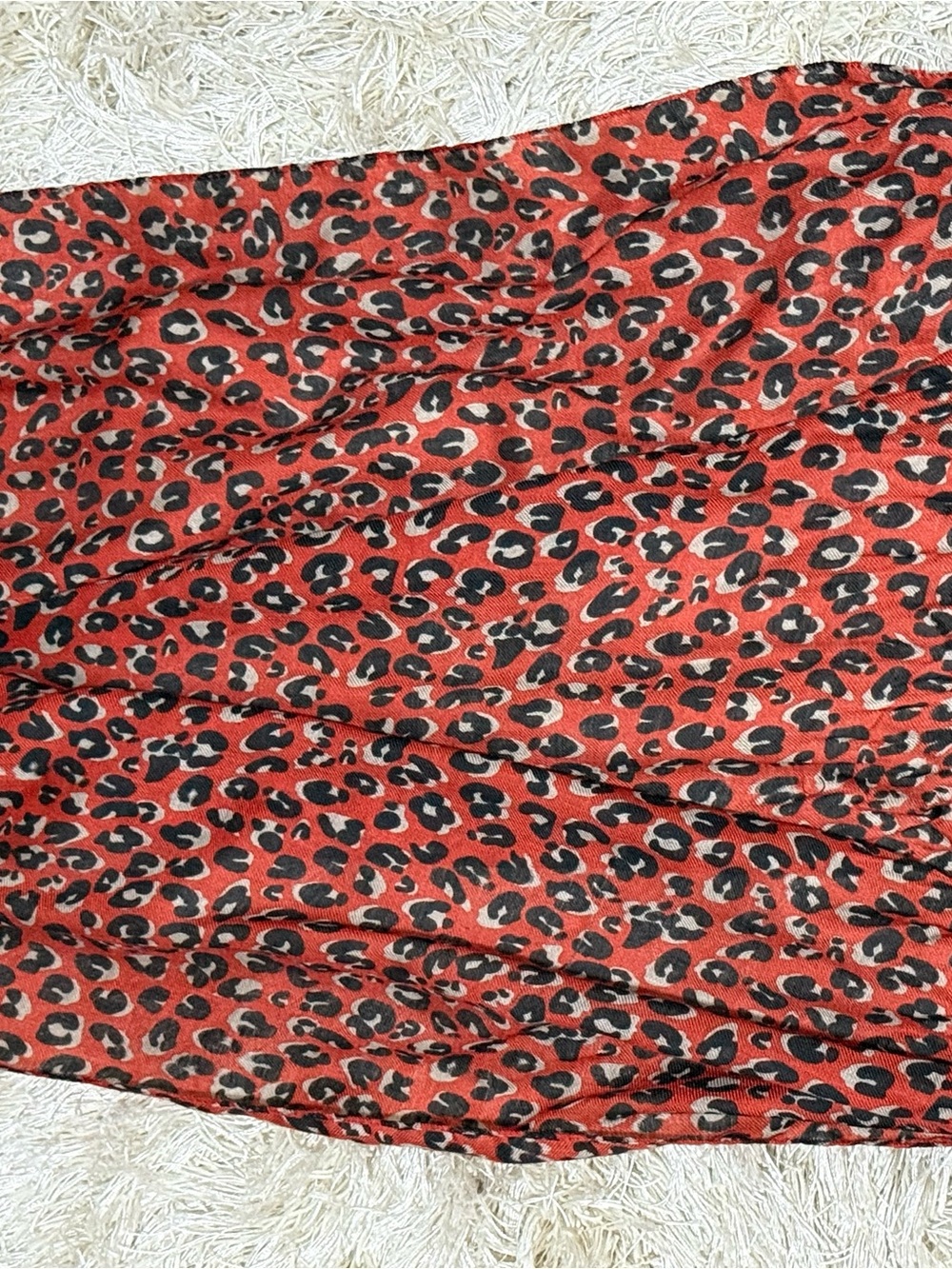 Nordstrom Wrap Scarf Lightweight Leopard Print Red and Black Shawl One Size - Picture 5 of 9